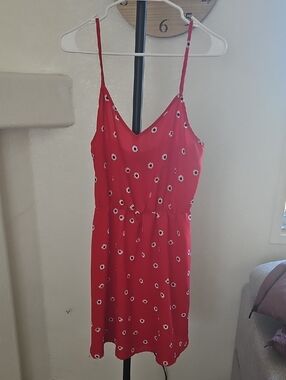 Red Floral Spaghetti Strap Dress